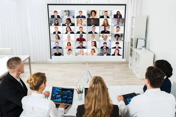 Chamada Videoconferência Online Reunião — Fotografia de Stock