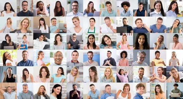 Olika Människor Ansikte Eller Avatar Porträtt Collage — Stockfoto