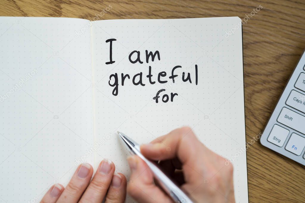 Gratitude Journal. Writing I Am Grateful Concept