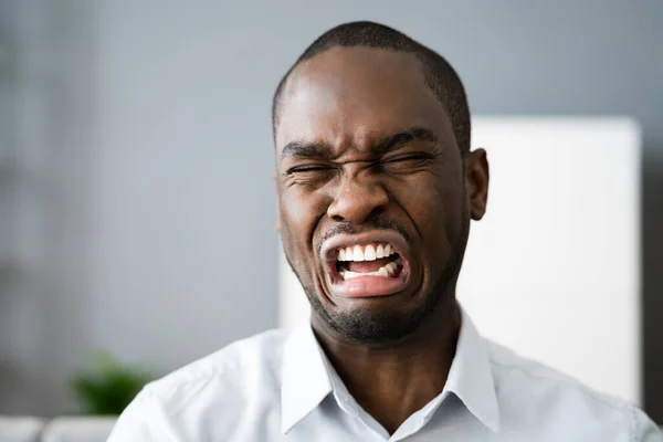 Sad Frustrated African American Man Unhappy Face — Stock Photo, Image