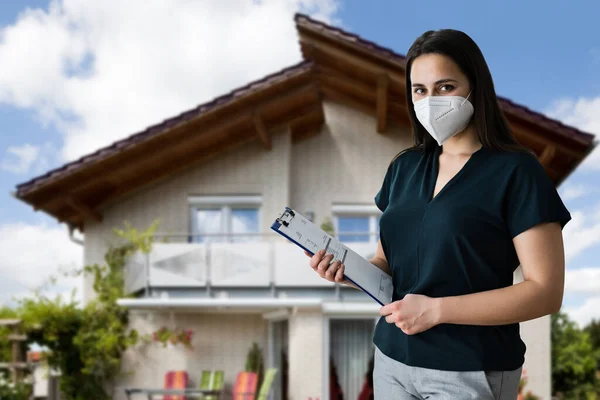 Real Estate Appraiser Woman In Face Mask