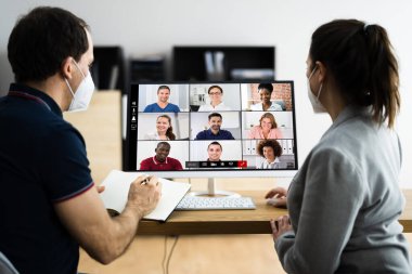 Video Konferansı İş Çevrimiçi Webinar Yüz Maskesi