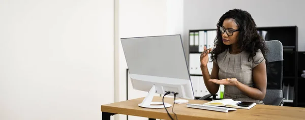 Videoconferenza Online Learning Chiamata Sul Computer Portatile — Foto Stock