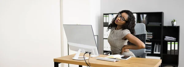 African Back Pain Work Desk Posture Problem — Stock Photo, Image