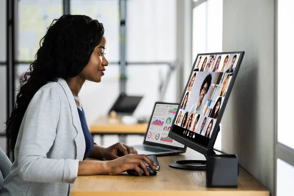 African Meeting Lady In Online Video Conference Meeting