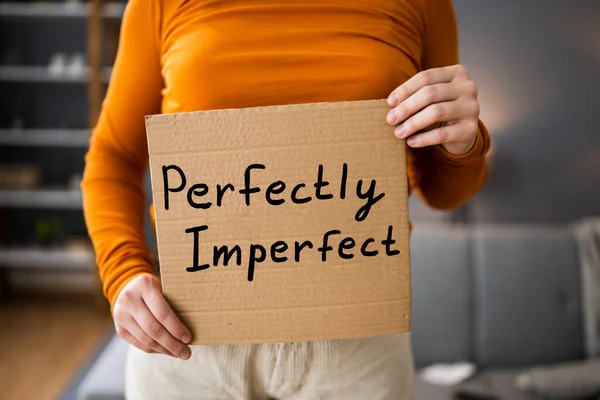 Perfekt Unvollkommenes Body Shaming Schüchternheit Und Depression Positiver Text — Stockfoto