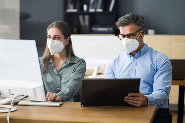 Business People Social Distancing Wearing Covid Face Mask
