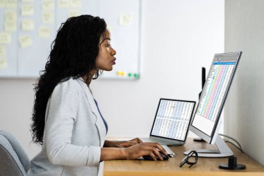 African American Woman Using Computer Business Technology