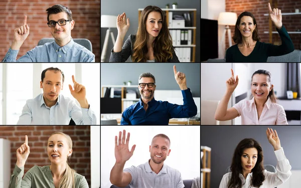 Videokonferens Uppmaning Datorfrågor — Stockfoto