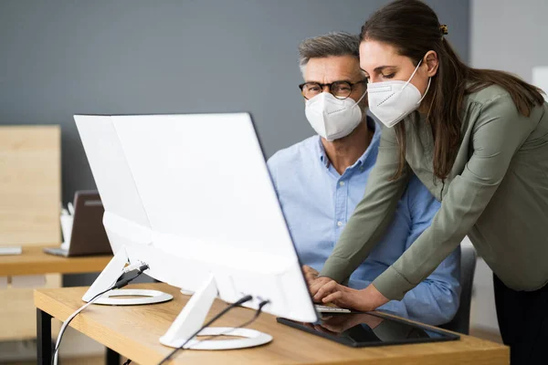 Business Computer Social Distancing Wearing Covid Face Mask