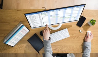 Çalışan Bakış Takvimi Bilgisayar Ekranında Zamanlaması