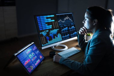 Bilgisayarda KPI Verisi Kullanan İş Kadınları Analisti