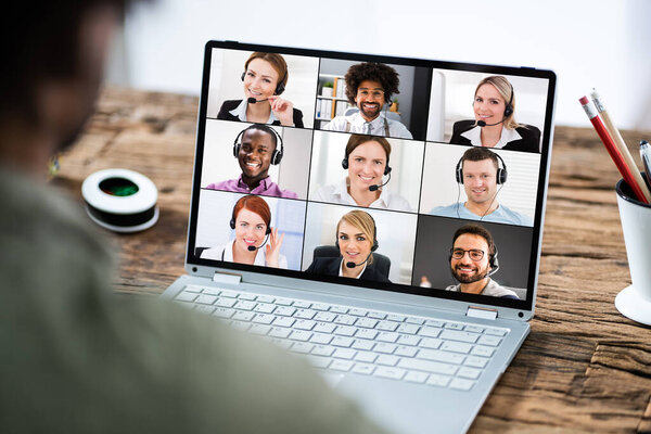 Virtual Remote Video Conference Call Or Webinar