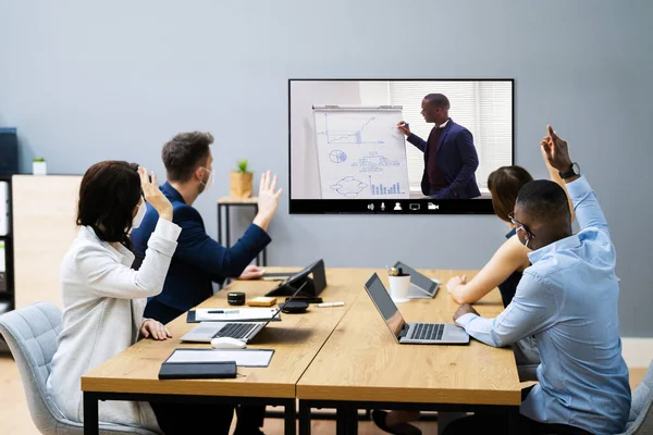 Voto Videollamada Reunión Negocios Colaboración — Foto de Stock