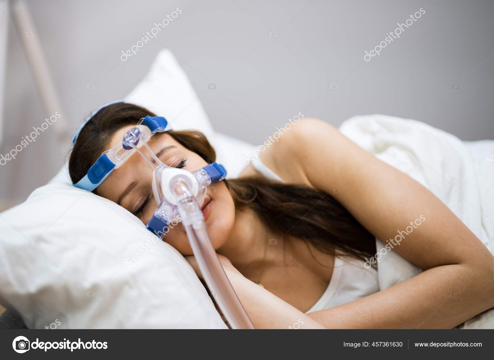 Sleep Apnea Oxygen Mask Equipment Cpap Machine Stock Photo by