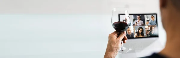 Degustazione Virtuale Vino Online Social Conference Cheers — Foto Stock