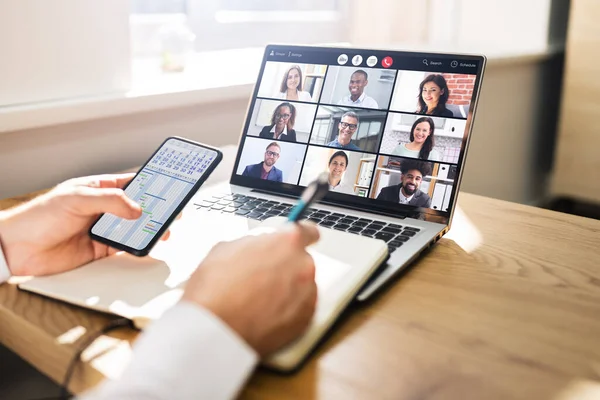 Virtuele Bedrijfspresentatie Videoconferentie Computerscherm — Stockfoto