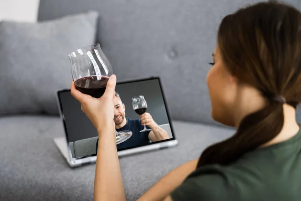 Virtual Wine Tasting Dinner Event Online Using Laptop