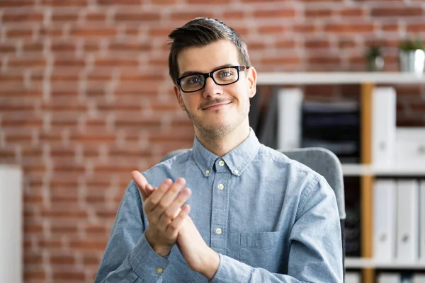 Man Clapping In Online Video Conference Business Call