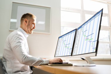 Gantt Çizelge Çizelgesi Raporu Ekranda. İş Dünyası Zamanlaması