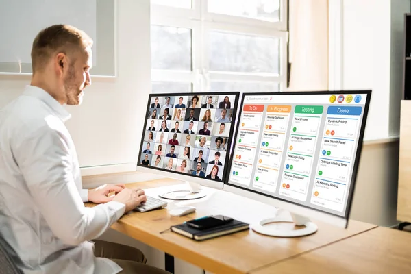 Online Remote Video Conference Webinar Meeting Call — 스톡 사진