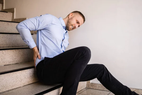 Fall Fall Injury Accident Workplace Man Fell Stairs — Stock Photo, Image