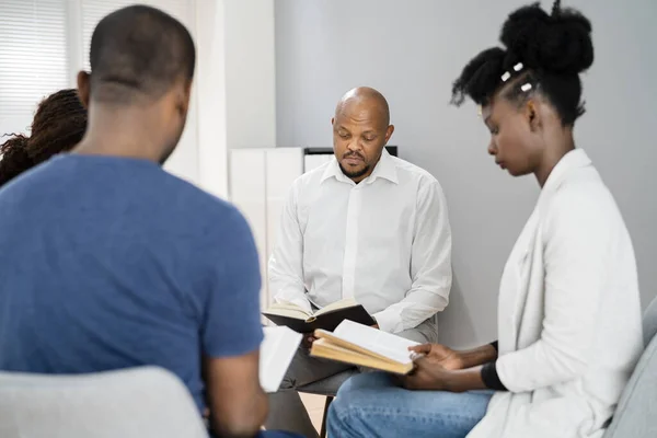 African Group People Reading Religious Book Together — Stock Photo, Image