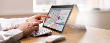 Hesap Tablosu İş Veri Analisti Bilgisayar Ekranı Kullanıyor