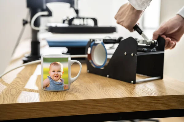 Taza Transferencia Calor Imprimir Prensa Mercancía Digital — Foto de Stock