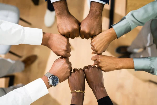 Equipo Africano Muchas Manos Puño Golpe — Foto de Stock