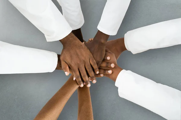 African American Medical Team Staff Hands Stack — Stock Photo, Image