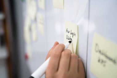 Ofisteki Duvara Kanban İş Kurulu Yazılıyor