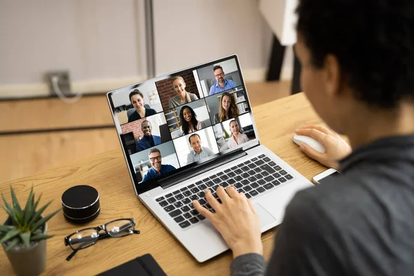 Videoconferencia Remota Línea Reúnase Con Call Webinar — Foto de Stock