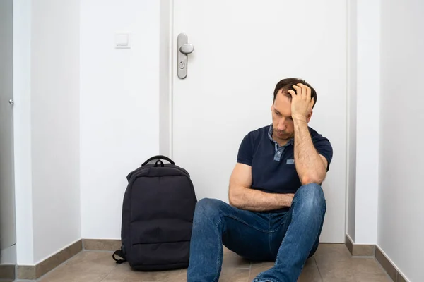 Verschlossene Haustür Schlüssel Inneren Vergessen — Stockfoto