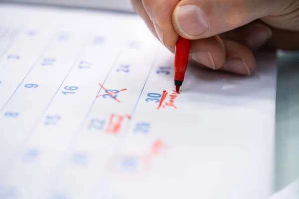 Kalender Agenda Zeitplan Mann Markiert Termine — Stockfoto