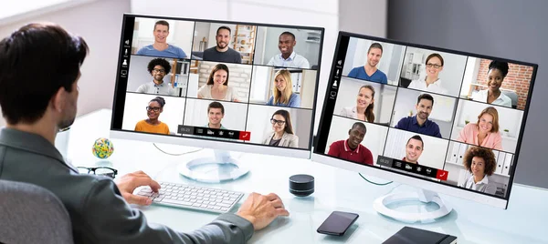 Formation Par Vidéoconférence Webinaire Présentation Virtuelle Ligne — Photo