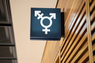 Genderless Public Restroom Sign. Gender Neutral Toilet clipart