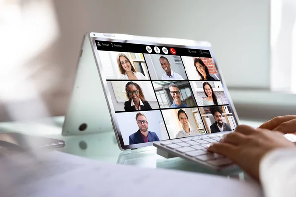 Virtuele Conferentie Call Digital Interview Meeting — Stockfoto