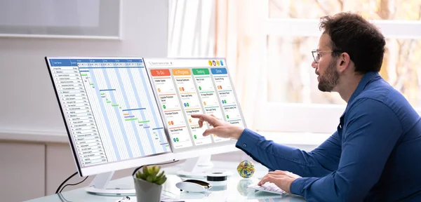 Business Schedule Calendar Agenda Gantt Report — Stock Photo, Image