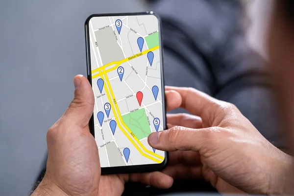 Mobiele Telefoon Gps Navigator Locatiekaart — Stockfoto