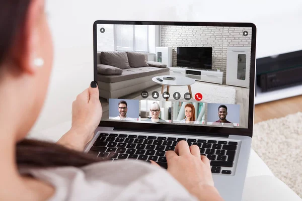 Visita Virtual Video Conferencia Casa Inmobiliaria — Foto de Stock