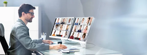 Video Conference Training Online Virtuele Presentatie Webinar — Stockfoto