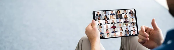 Virtual Video Conference Online Call Panoramic Banner — Stock Photo, Image