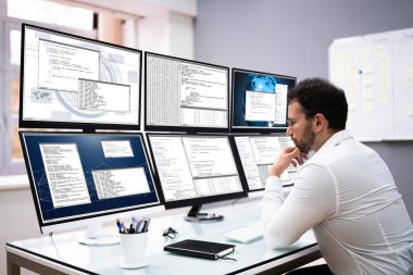 Bilgisayar Monitörü Ekranlarında Yazılım Geliştirici Programlama