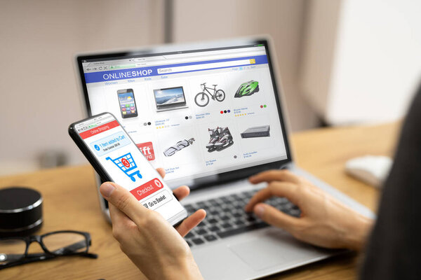 African American Using Online Shopping Ecommerce Website