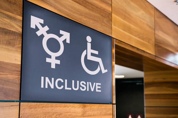 Inclusive Public Restroom Sign Genderless Handicapped Toilet — Stock Photo, Image