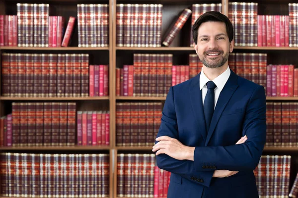 Male Attorney Arms Crossed Lawyer Office — Stock Photo, Image