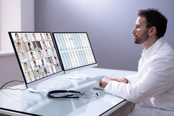 Medical Doctor Video Conference Technology Και Online Elearning — Φωτογραφία Αρχείου