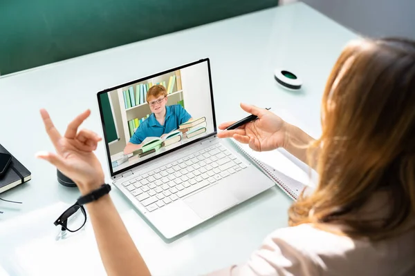 Lehrer Online Treffen Mit Kindern Unterrichtsstunde — Stockfoto