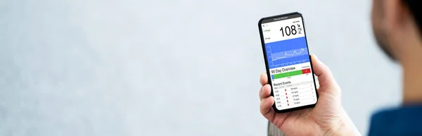 Application Mesure Continue Glycémie Sur Les Personnes Âgées — Photo